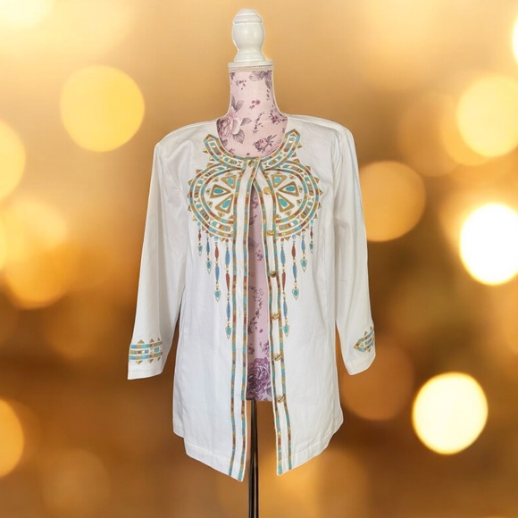 Bob Mackie Santa Fe Dream Embroidered Sleeve Jacket - Picture 2 of 5